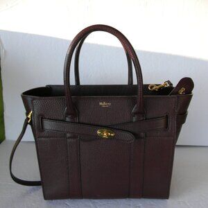 MULBERRY Zipped Bayswater LARGE OXBLOOD/BURGUNDY LEATHER SATCHEL/CROSSBODY